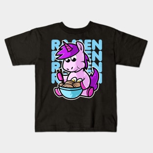Unicorn Ramen Bowl Kawaii Neko Anime Japanese Noodles product Kids T-Shirt